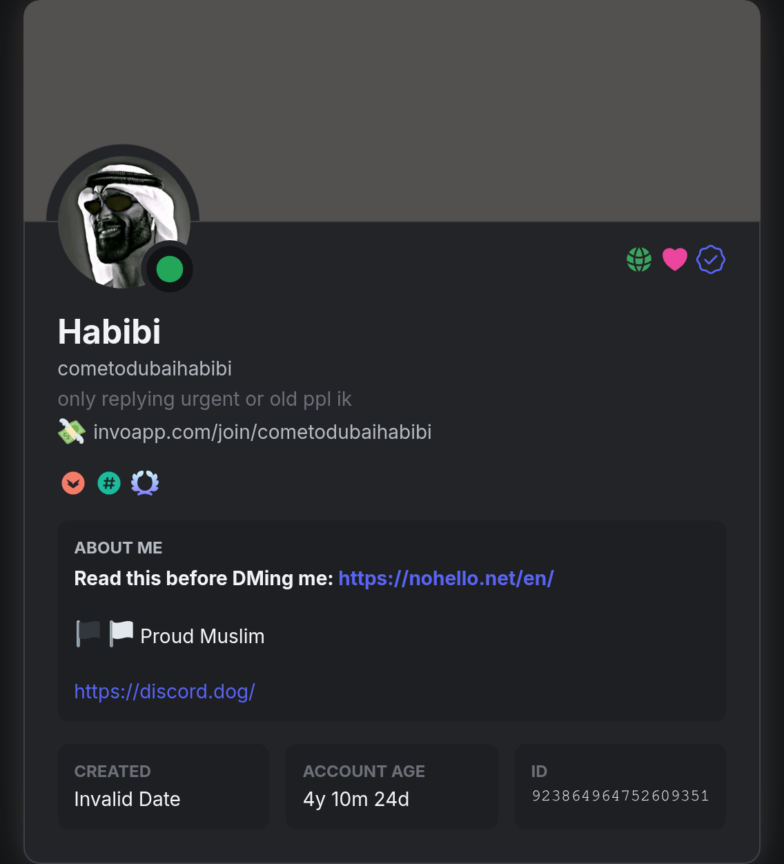 Habibi [CHECK PRONOUNS] — Discord.dog